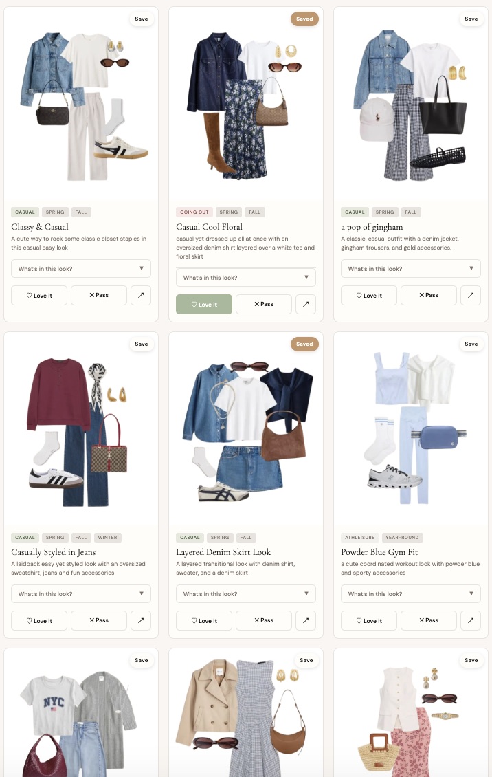 Outfit feed preview